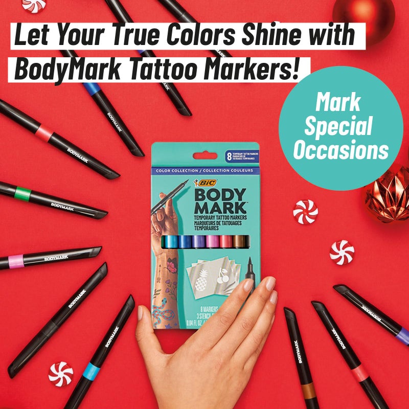 BodyMark BIC BodyMark Temporary Tattoo Marker with Cosmetic Quality and Skin Safety, 8-Count in Assorted Colors - Image 3