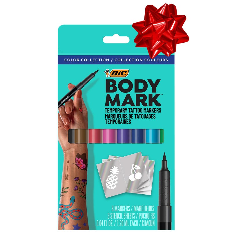 BodyMark BIC BodyMark Temporary Tattoo Marker with Cosmetic Quality and Skin Safety, 8-Count in Assorted Colors - Image 1