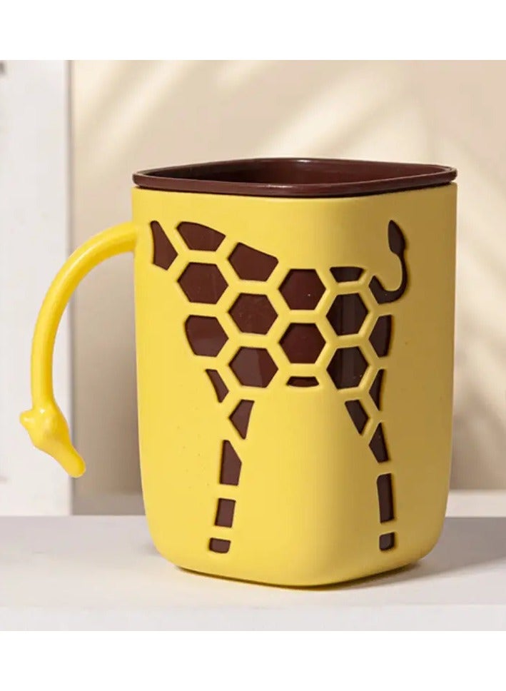Goolsky 1pc Adorable Giraffe Couple Toothbrush Holder Cup - Lovely Bathroom Accessory with Handle for Mouthwash, Family Bathroom Decor, Home Supplies, and Romantic Gift for Boyfriends and Girlfriends - Image 1