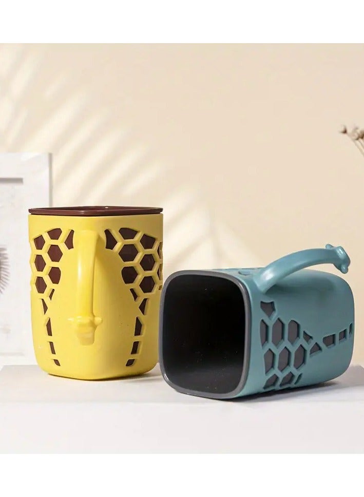 Goolsky 1pc Adorable Giraffe Couple Toothbrush Holder Cup - Lovely Bathroom Accessory with Handle for Mouthwash, Family Bathroom Decor, Home Supplies, and Romantic Gift for Boyfriends and Girlfriends - Image 2