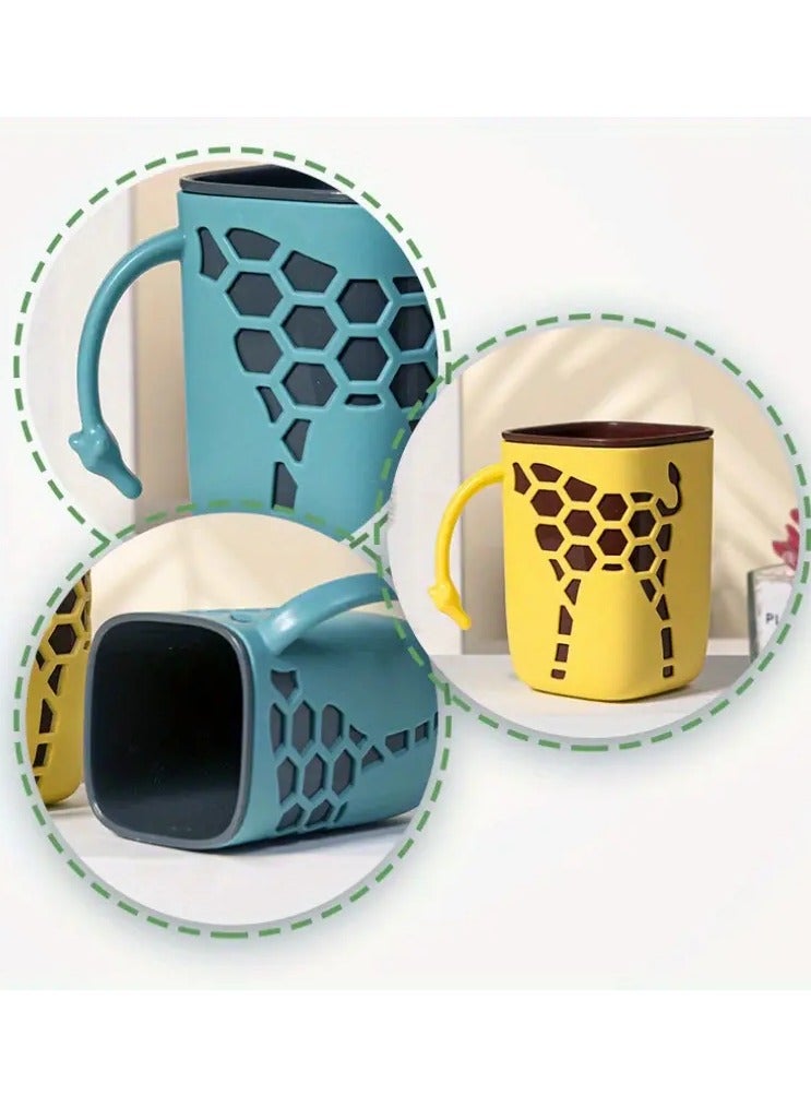 Goolsky 1pc Adorable Giraffe Couple Toothbrush Holder Cup - Lovely Bathroom Accessory with Handle for Mouthwash, Family Bathroom Decor, Home Supplies, and Romantic Gift for Boyfriends and Girlfriends - Image 4