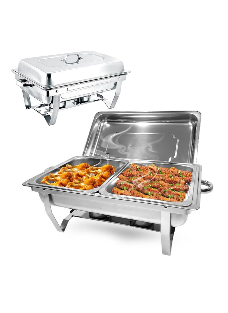 Joshberg Chafing Dish Buffet Set 12L Catering Serve Chafe Restaurant Food Warmer Stainless Steel Rectangular Buffet Stove Tray with Lid  - Image 1