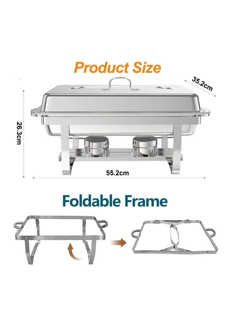 Joshberg Chafing Dish Buffet Set 12L Catering Serve Chafe Restaurant Food Warmer Stainless Steel Rectangular Buffet Stove Tray with Lid  - Image 2