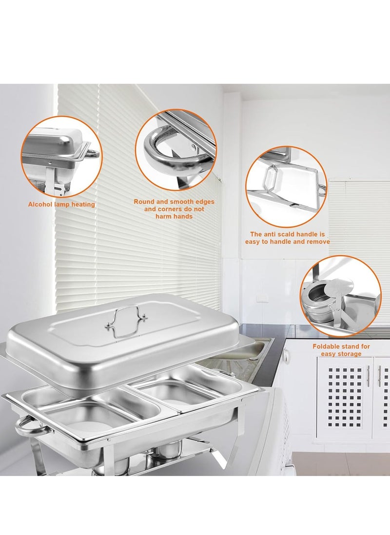 Joshberg Chafing Dish Buffet Set 12L Catering Serve Chafe Restaurant Food Warmer Stainless Steel Rectangular Buffet Stove Tray with Lid  - Image 3