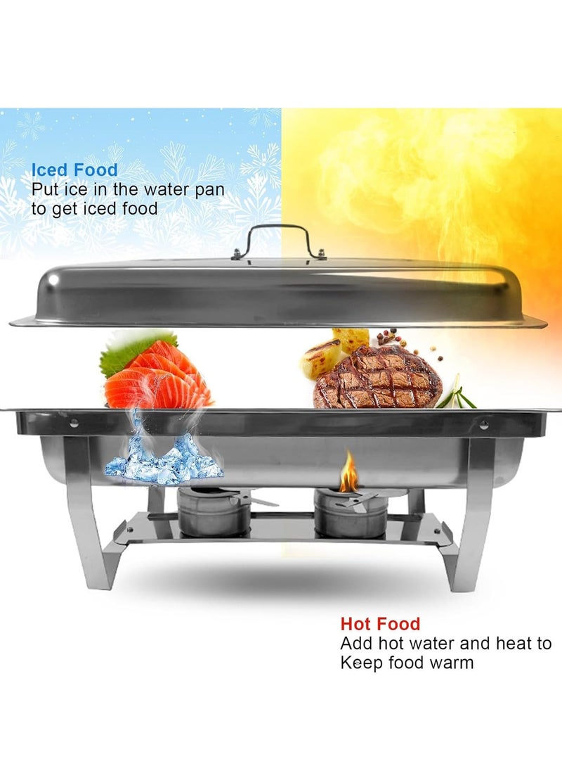 Joshberg Chafing Dish Buffet Set 12L Catering Serve Chafe Restaurant Food Warmer Stainless Steel Rectangular Buffet Stove Tray with Lid  - Image 5