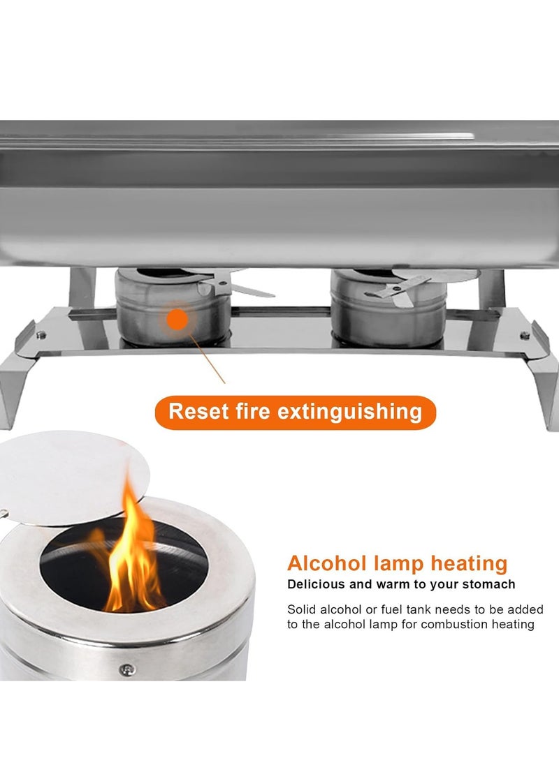 Joshberg Chafing Dish Buffet Set 12L Catering Serve Chafe Restaurant Food Warmer Stainless Steel Rectangular Buffet Stove Tray with Lid  - Image 4
