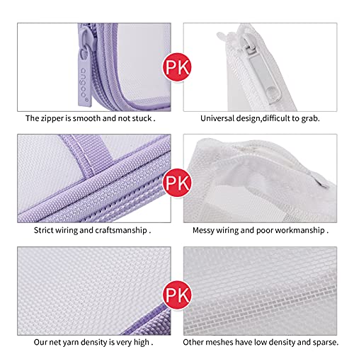 EASTHILL Grid Mesh Pen Pencil Case with Zipper Clear Makeup Color Pouch Cosmetics Bag Multi-Purpose Travel School Teen Girls Transparent Stationary Bag Office Organizer Box for Adluts(Purple) - Image 5