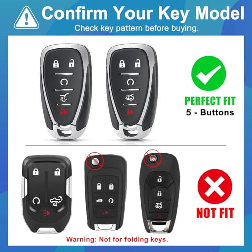 AAWQVRG Key Fob Cover for Chevy - Premium Soft TPU Shell Full Protection Case with Keychain, Fits Equinox Malibu Traverse Cruze Blazer Camaro Trailblazer Spark Sonic Volt Bolt Trax, Blue 5-Button - Image 2