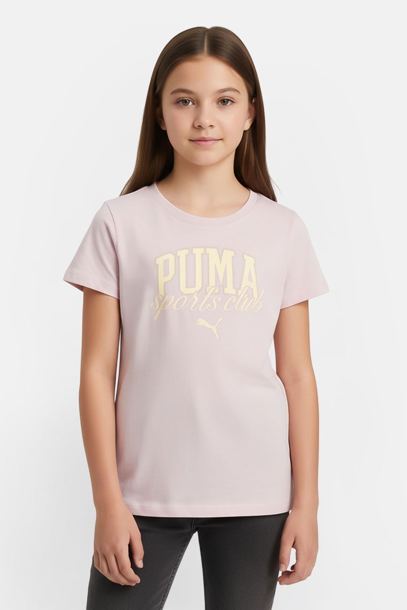 PUMA Kids Girl Sportswear Fit Short Sleeve Outdoor T-Shirt, Pink - Image 1