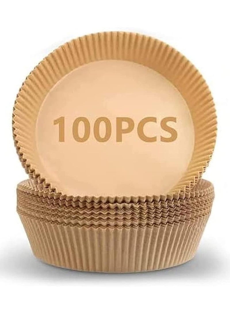 Air Fryer Disposable Paper Liners, 100 PCS Non-Stick Air Fryer Parchment Paper, Round Oil-Proof Food Grade Baking Paper for Air Fryer Baking Roasting Microwave 6.3 Inch - Image 1