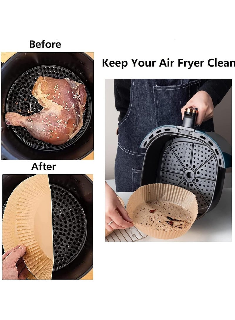 Air Fryer Disposable Paper Liners, 100 PCS Non-Stick Air Fryer Parchment Paper, Round Oil-Proof Food Grade Baking Paper for Air Fryer Baking Roasting Microwave 6.3 Inch - Image 3