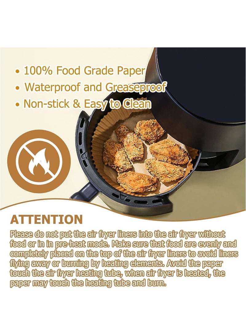 Air Fryer Disposable Paper Liners, 100 PCS Non-Stick Air Fryer Parchment Paper, Round Oil-Proof Food Grade Baking Paper for Air Fryer Baking Roasting Microwave 6.3 Inch - Image 5