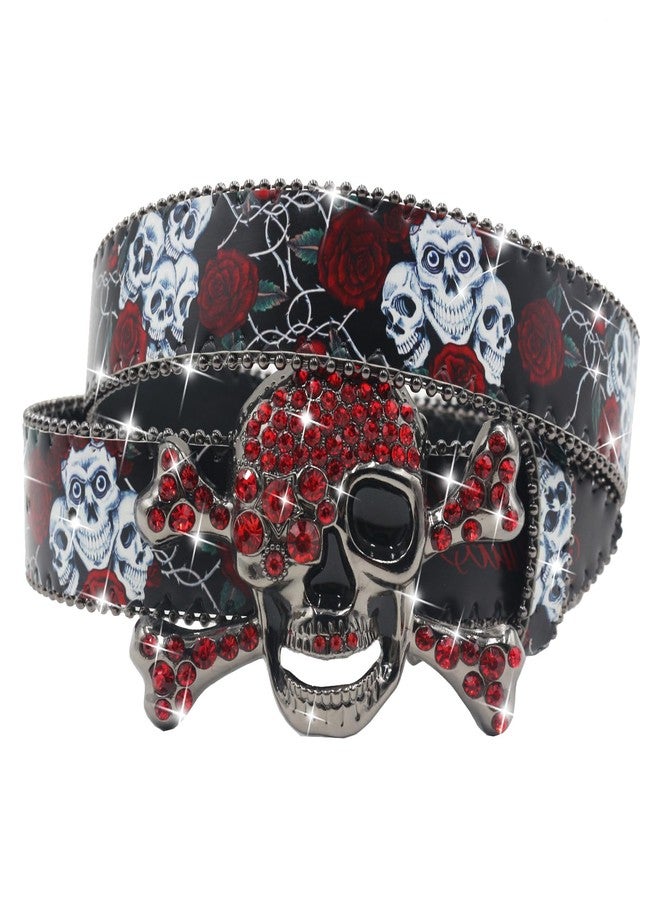 EVERBLTING Skull Rhinestone Belt for Men Women Y2k Cowgirl Cowboy Bling Belt Diamond Belts for Women for Jeans - Image 1