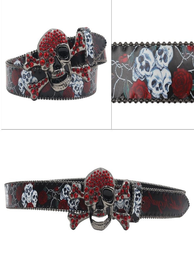 EVERBLTING Skull Rhinestone Belt for Men Women Y2k Cowgirl Cowboy Bling Belt Diamond Belts for Women for Jeans - Image 3