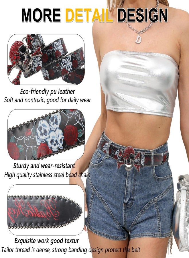 EVERBLTING Skull Rhinestone Belt for Men Women Y2k Cowgirl Cowboy Bling Belt Diamond Belts for Women for Jeans - Image 4