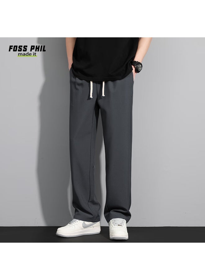 Foss Phil Men's Trousers, Autumn And Winter Straight-leg Pants With Drape, Simple High-end Long Pants, Versatile Casual Pants, C55 Dark Gray, Size L - Image 4
