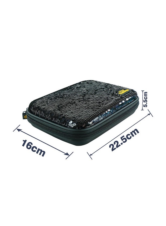 سمايلي كيدوز حافظة أقلام Smily Bling Foot Ball (أسود) حافظة أقلام صلبة قابلة للعكس من مادة EVA للأولاد/البنات، منظم أنيق ولطيف لحافظات الأقلام للأطفال في المدارس، متعددة الأقسام للأولاد/البنات، حافظة أقلام مدرسية سوداء - Image 2