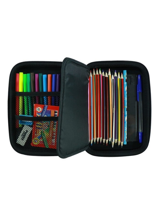 سمايلي كيدوز حافظة أقلام Smily Bling Foot Ball (أسود) حافظة أقلام صلبة قابلة للعكس من مادة EVA للأولاد/البنات، منظم أنيق ولطيف لحافظات الأقلام للأطفال في المدارس، متعددة الأقسام للأولاد/البنات، حافظة أقلام مدرسية سوداء - Image 4