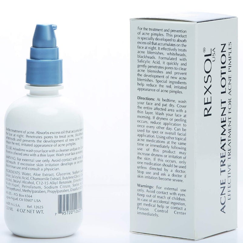 REXSOL Acne Treatment Lotion Nighttime Salicylic Acid Lotion (120 ml / 4 fl oz) - Image 2