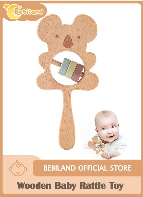 Wooden Baby Rattle Toy with Koala Shaped Teether