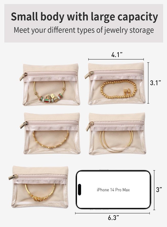 JAPP Travel Jewelry Bags,Jewelry Pouch Bag,Clear Velvet Zipper Pockets Storage Bag Organizer Case for Women Girl Gift 12 Pcs (Jew Pouch 12) - Image 4