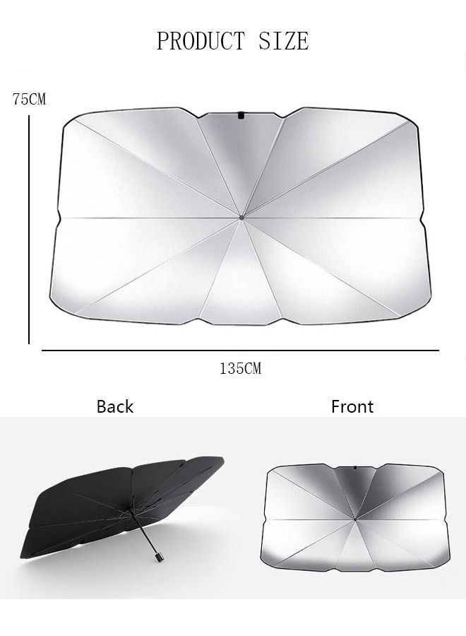 DUNISO Car Windshield Sunshade Umbrella Pull Ring Car Sun Shade Front Window Cover Foldable Sunshade Umbrella for UV Ray Block Sun Heat Protection for Most Vehicles Automotive Interior - Image 4