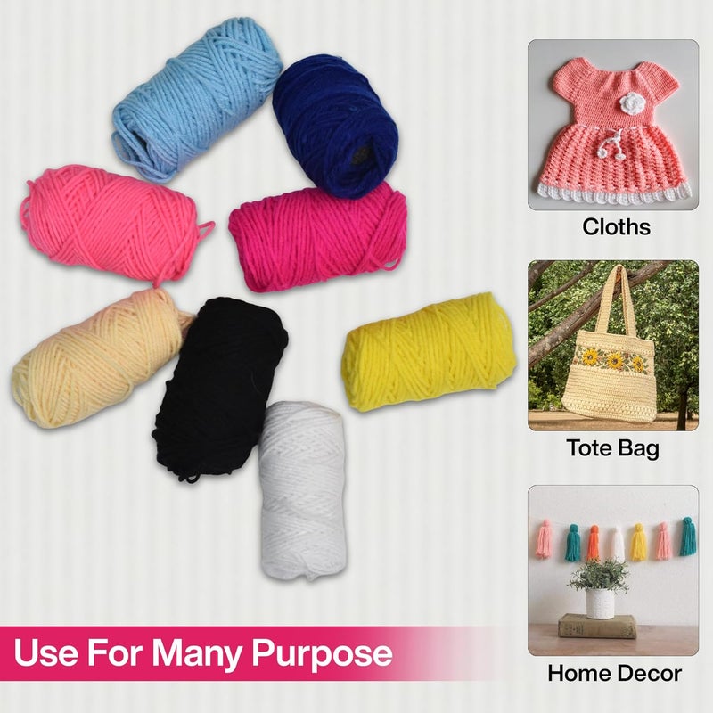 picknMAKE طقم كروشيه للمبتدئين مع خيوط صوف، إبر كروشيه، إبر بلاستيكية وعلامات غرز – مجموعة تعلم الكروشيه بنفسك للبالغين والأطفال (جميع الأدوات متضمنة) - Image 4