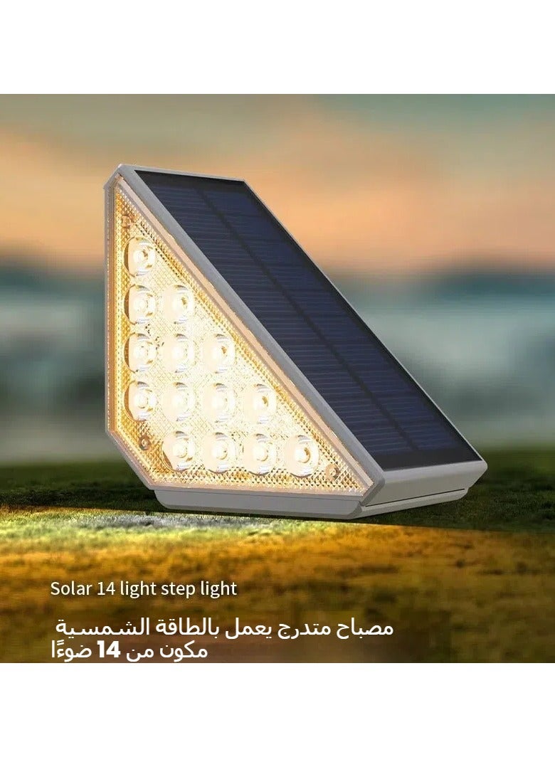 الشمسية درج ضوء الخطوة الإضاءة فناء حديقة الغلاف الجوي شرفة الشمسية ضوء القدم 14 أضواء أبرز ، أبيض دافئ (واحد) - Image 2