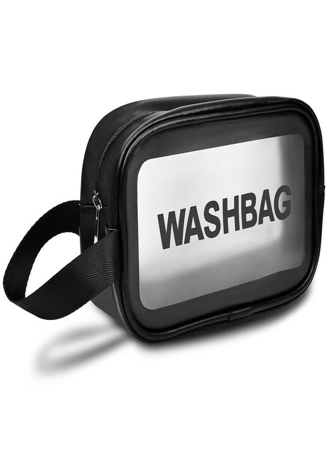 PAVITYAKSH Women Zipper 10 Cms Makeup Beauty Bags Transparent Make Up Organizer Storage Bath Toiletry Wash Bag Travel Waterproof Cosmetic Bag, PU PVC Cosmetic Makeup Pouch for Women,Girl(Pink) - Image 1