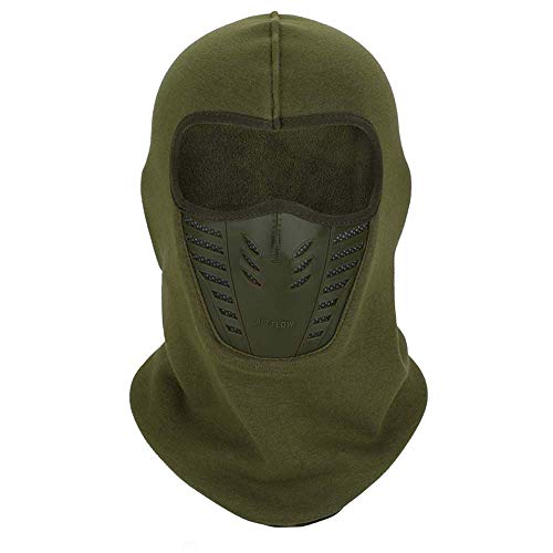 Krystle Men's Warm Balaclava Full Face Mask Cover with Breathable Mesh Silicone Panel, Winter Fleece Neck Warmer Wind Proof, Fit Helmet Hat for Adults - Elastic Size Universal (Green) - Image 1