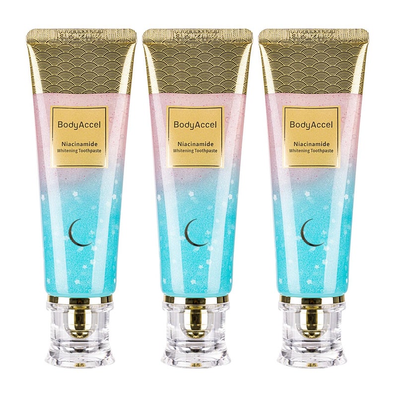BodyAccel Niacinamide Whitening Toothpaste â€“ Natural Whitening Toothpaste with Niacinamide, Gentle Formula for Brighter Teeth & Fresh Breath, 3-Pack (3) - Image 1