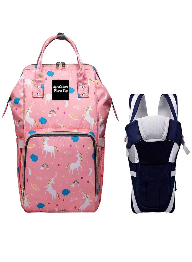Tip 'n' Top Premium Baby Diaper Bag for Mother + Blue Baby Carrier, Baby Diaper bag (Pink) - Image 1