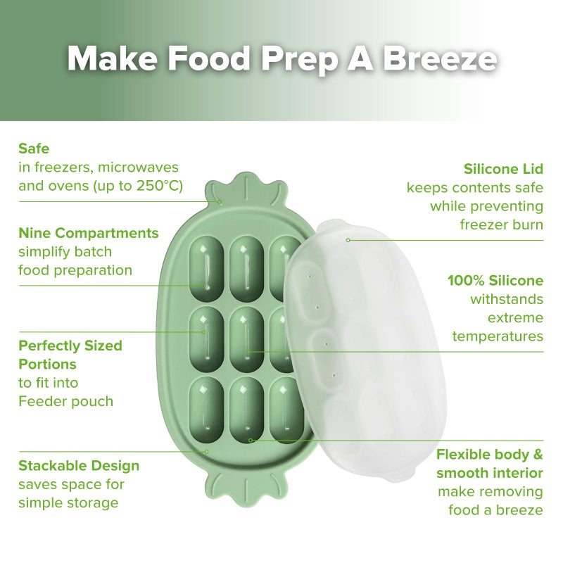 Haakaa Baby Popsicle Mold - Baby Food Maker & Breastmilk Teething Freezer Tray - BPA Free Silicone-Green - Image 4