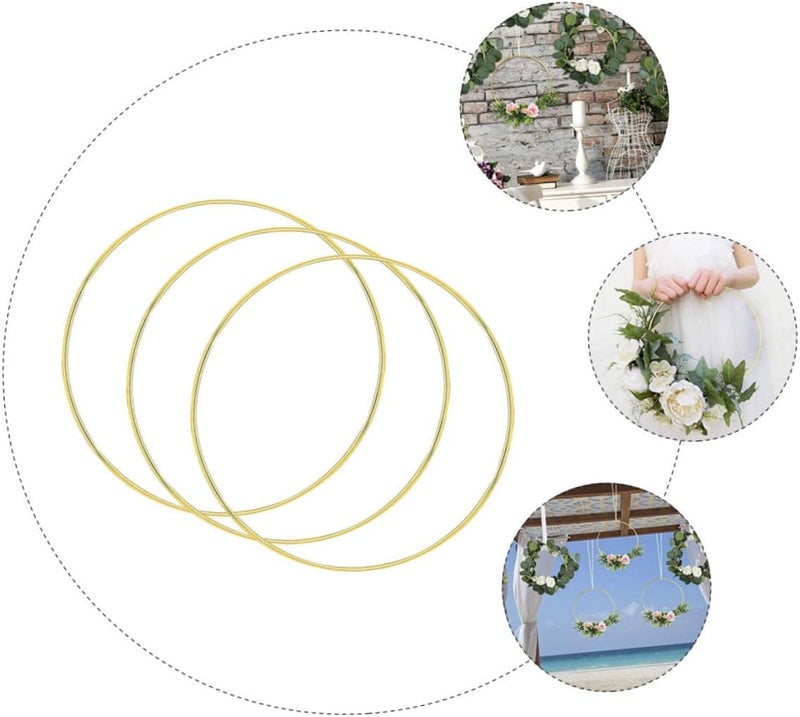 Ciieeo 3pcs Iron Wreath for Crafts Macrame for Dream Catcher and Floral Centerpieces Sturdy Craft for Home Decoration and - Image 5
