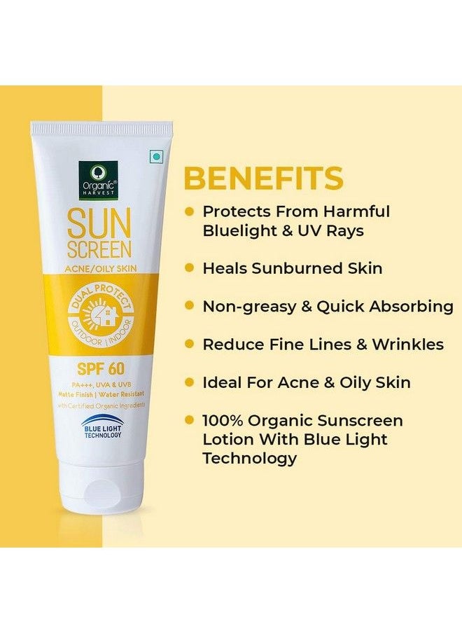 Organic Harvest - Sunscreen Spf 60 All Skin & Spf 60 Oily Skin Type Combo With Blue Light Technology Protects From Harmful Uva & Uvb Rays Pa+++ 100% Organic 100Gm (Pack Of 2) - Image 1