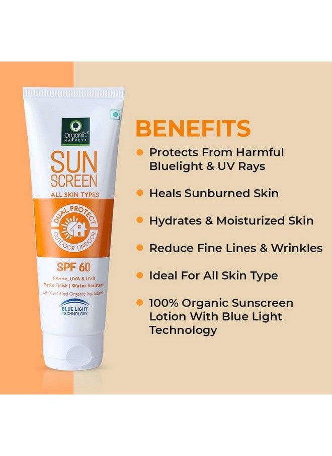 Organic Harvest - Sunscreen Spf 60 All Skin & Spf 60 Oily Skin Type Combo With Blue Light Technology Protects From Harmful Uva & Uvb Rays Pa+++ 100% Organic 100Gm (Pack Of 2) - Image 1