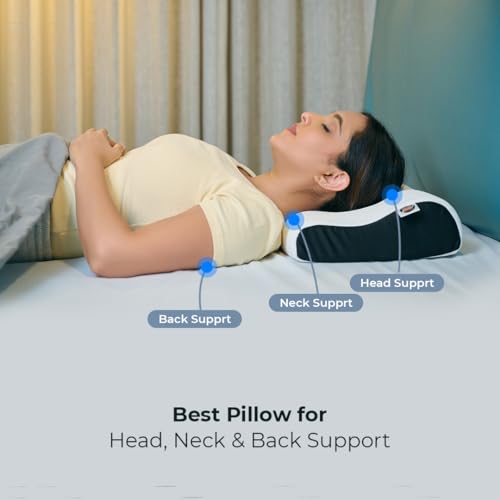 CareFoam Memory Foam Cervical Neck Pillow | 2 Years Warranty | Pain Relief Sleep, Improves Posture Spinal Alignment, Neck Pain Relief | Queen 19 x 11 x 3.5 Inch | White Jacquard Cover | Pack of 1 - Image 4