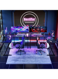 Bentifar L-Shaped Desk, Space-Saving Corner Table for Home Office, Gaming, and Writing, Large Monitor Stand Included, Easy Assembly (Black)  - Image 3