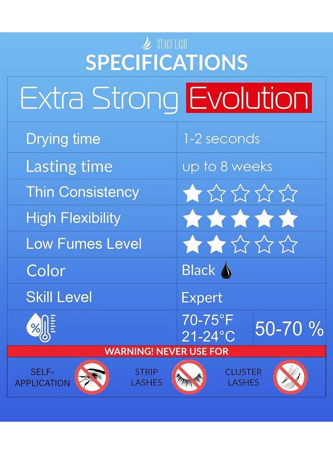 Stacy Lash Ng Evolution Eyelash Extension Glue Stacy Lash (0.34 Fl.Oz/10 Ml)/1-2 Sec Dry/Retention - 8 Weeks/Professional Supplies/Black Adhesive - Image 3