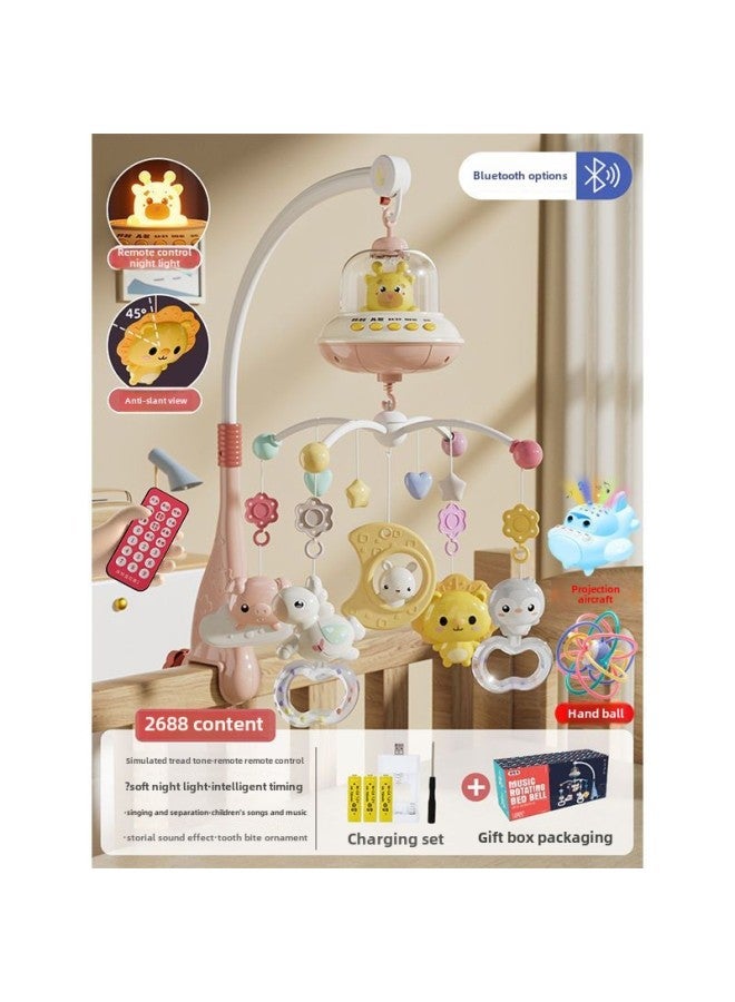 Newborn Baby Cradle Bed Baby Bed Bell 0-1 Years Old 3-6 Months 12 Toy Music Rotating Bedside Bell-Color:❤Bluetooth Charging [remote Control Luminous Timing] + Ball + Spaceship Powder  - Image 1