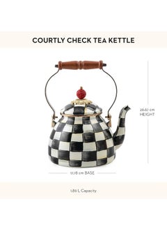 Generic MacKenzie-Childs Courtly Check Enamel Tea Kettle 2 Quart  - Image 4