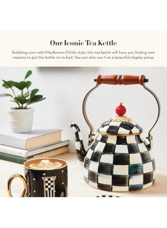 Generic MacKenzie-Childs Courtly Check Enamel Tea Kettle 2 Quart  - Image 2
