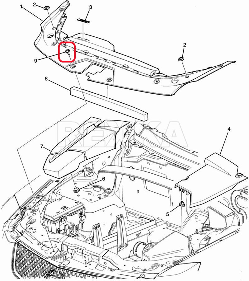 Rexka ركسكا 10 قطع درع الرؤية ومثبت دفع متوافق مع GM 10382313 كاديلاك STS، بونتياك سولستيس وساتورن سكاي 2009-05 لاند روفر LR024316 رينج روفر إيفوك جاكوار XR812941 - Image 5