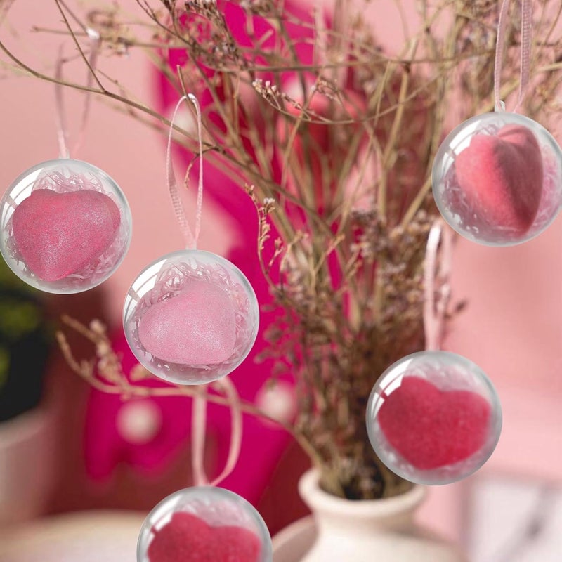 Khazna Transparent Fillable Ornament,20 Pack Valentine's Day Clear Ornaments for Crafts,Transparent DIY Fillable Acrylic Crafts for Romantic Tree Decor,Wedding,Party and Home Decoration - Image 3