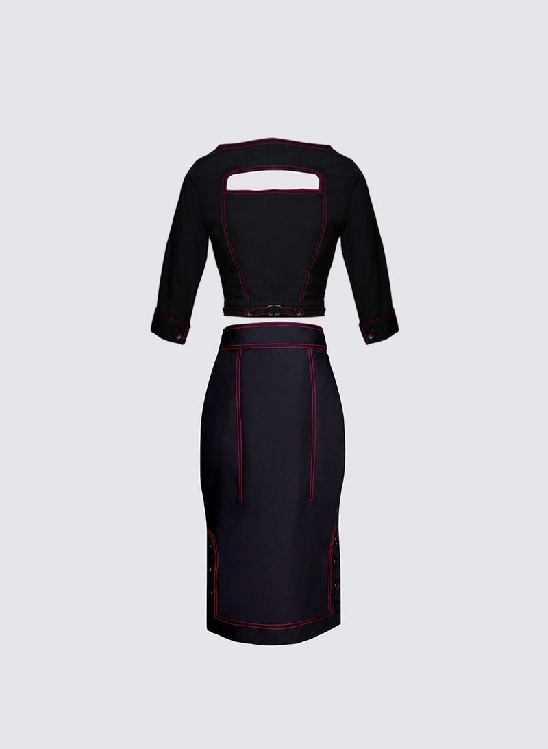 NIVA FASHION HOUSE Peekaboo Stitch Detailing Top & Skirt  - Image 1