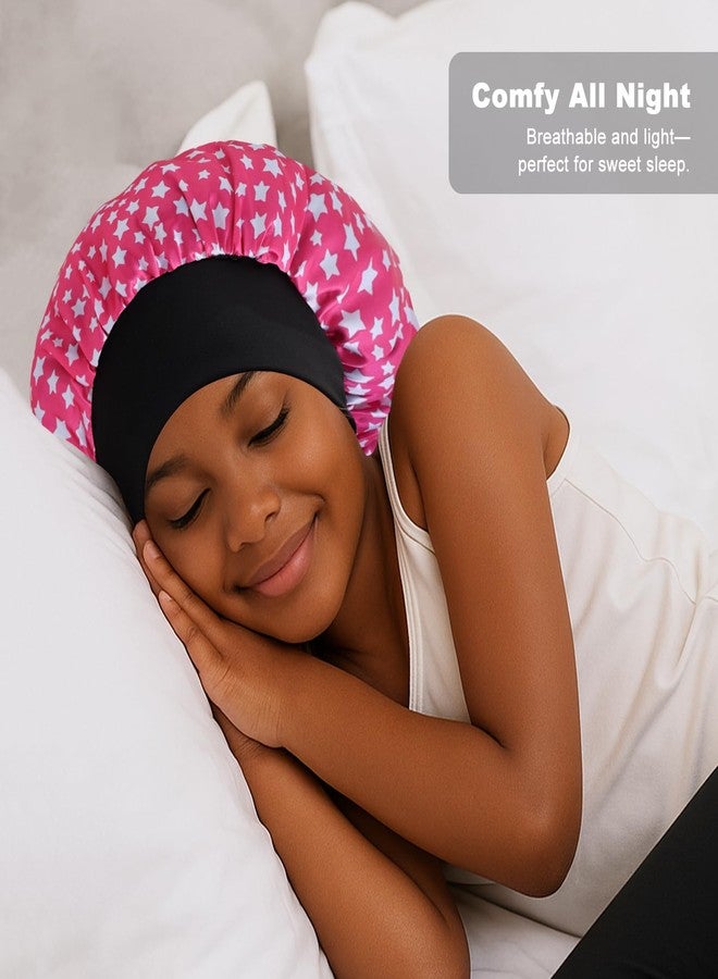 ZHENSILK 2PCS Kids Satin Sleep Bonnet for Girls, Soft Hair Cap for Sleeping, Toddler Bonnet for Curly Hair (US, Alpha, X-Small, Small, Color-A Pink) - Image 2