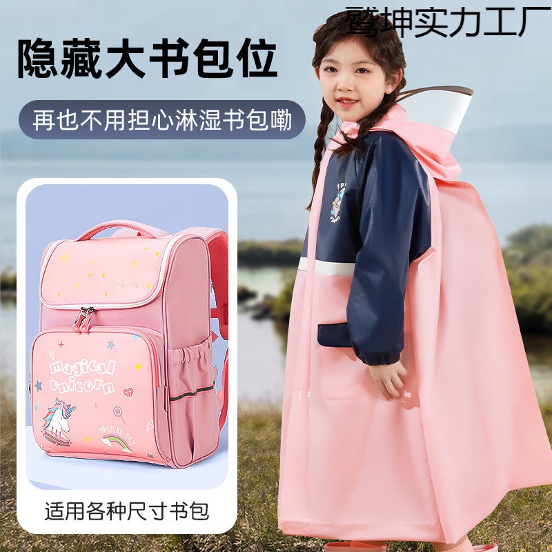 Children'S Raincoat Boys And Girls Children'S Full Body Waterproof Baby Kindergarten Primary School Girls School Special Poncho - Image 2