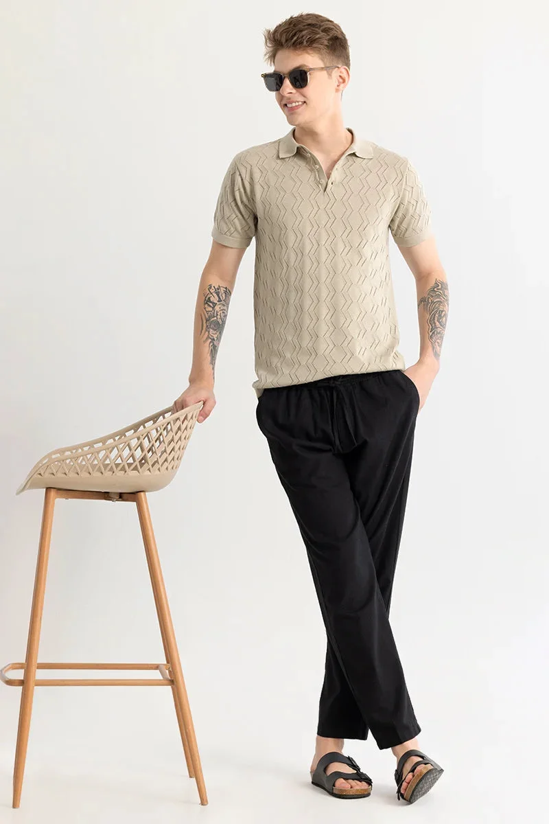 SNITCH Baldassare Beige Knitted Polo T-Shirt