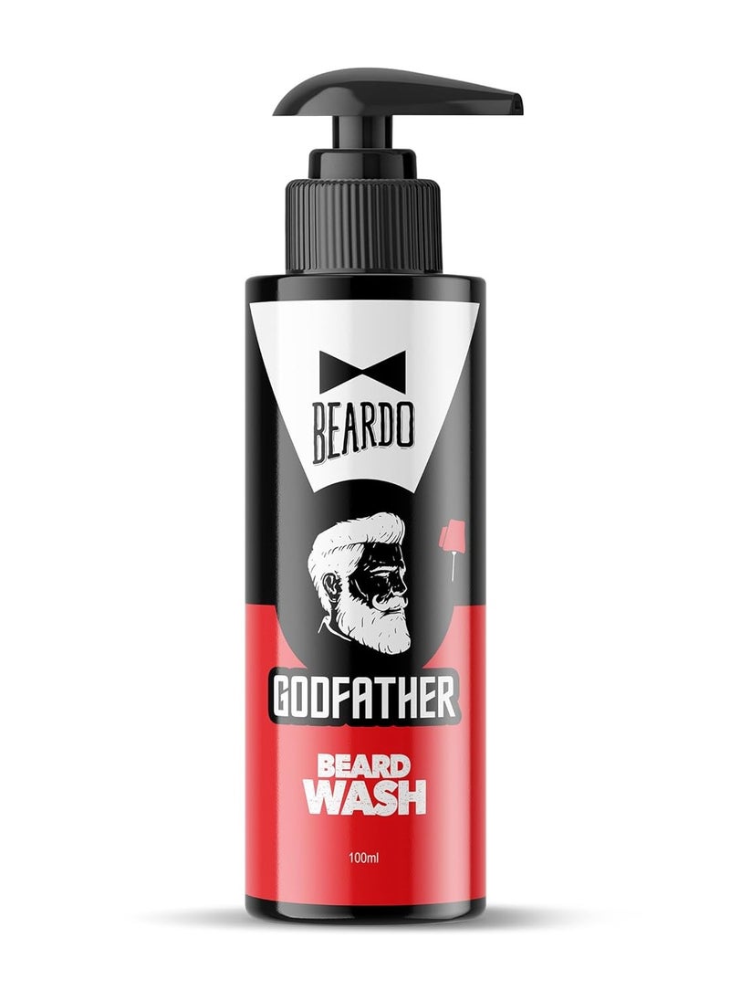 BEARDO - Beardo Godfather Beard Wash for men 100ml Aromatic Woody Scent Purifying and Hydrating Beard and Skin Cleaner with Avocado Oil Argan Oil Beard Shampoo for Clean and Healthy Beard - Image 1