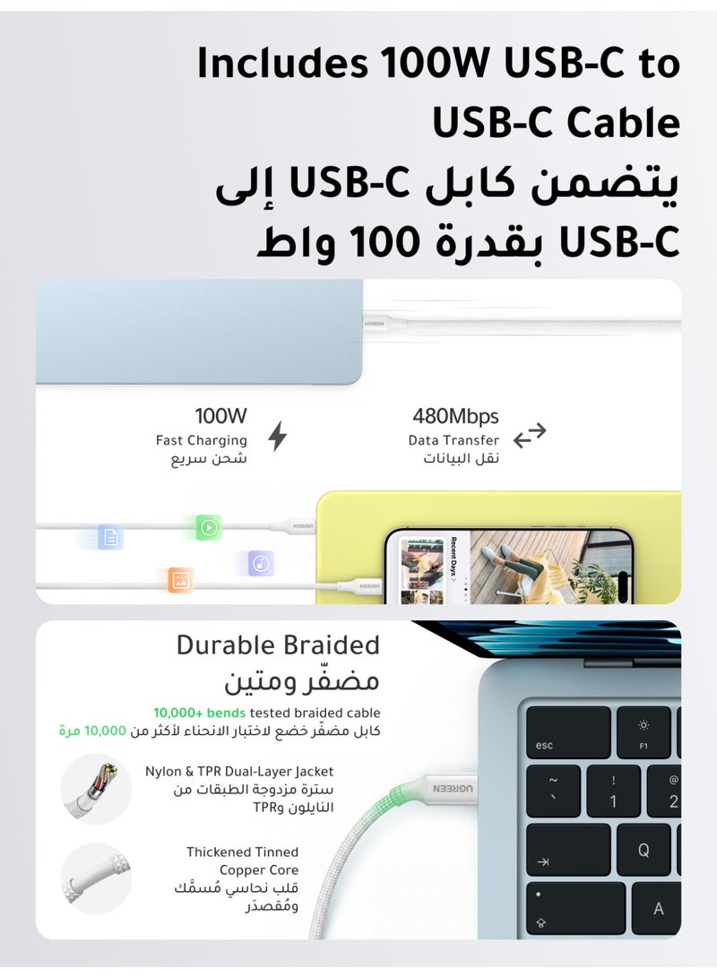 Ugreen Air 65W USB-C Charger with Cable Pocket GaN Type C Charger with Foldable Pin, Fast Charging Adapter, V0 Flame Retardant Charger Head for iPhone 17 16 Pro Max, Samsung S26 S25 Ultra, iPad Pro (White) 65W+Cable Compact White - Image 5